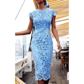 Bohemian Coachella Outfits round Neck Sleeveless Pencil Skirt Midi Dress