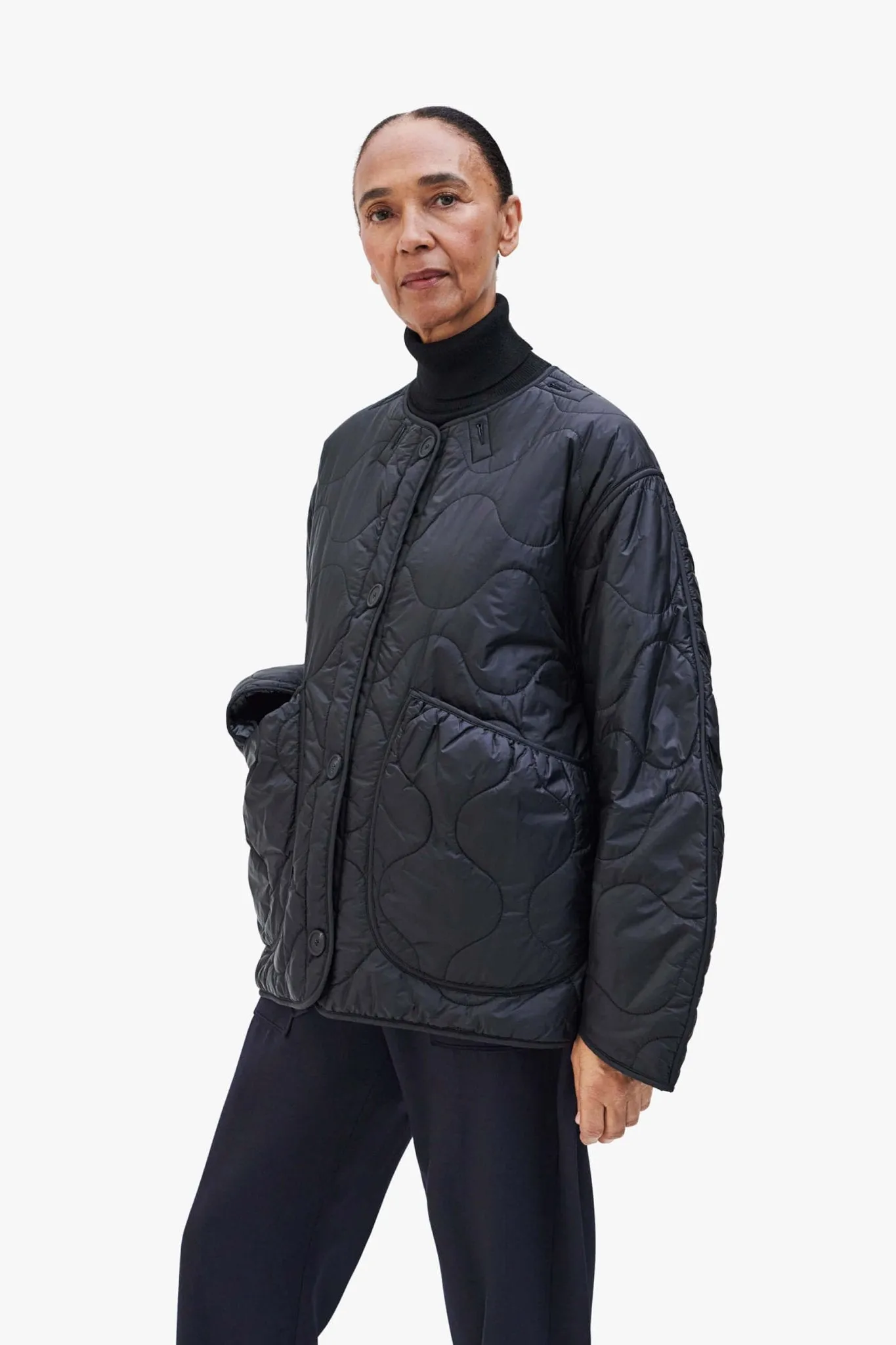 Cropped Quilt Jacket - Black / Anthracite