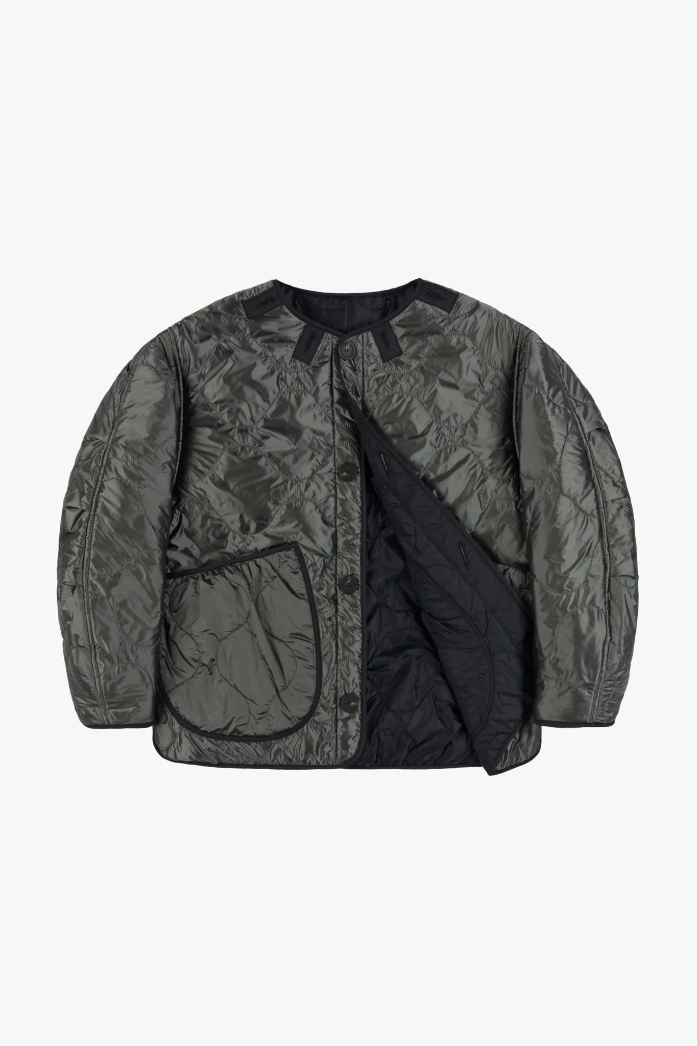 Cropped Quilt Jacket - Black / Anthracite