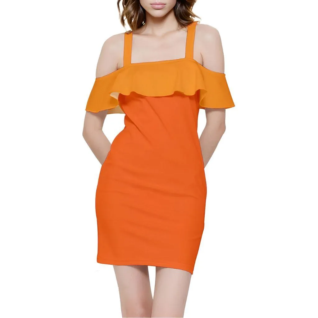 Mandra Color Block Reversible Strap Off Shoulder Bodycon Dress