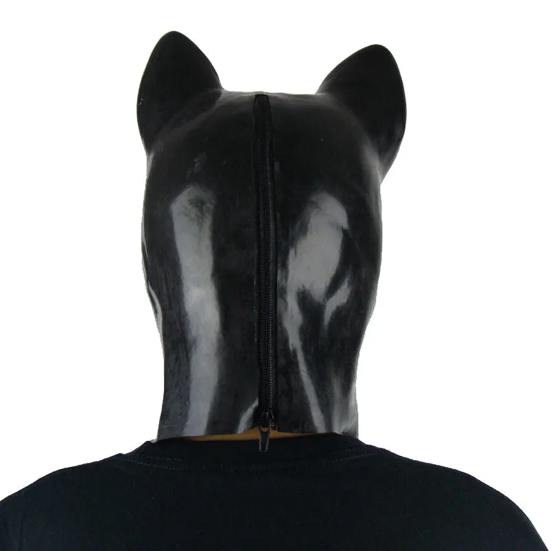 MONNIK 3D Mould Fetish Unisex Latex Dog Mask Rubber Hood with Back Zipper Dog Slave Hood for Bodysuit Cosplay