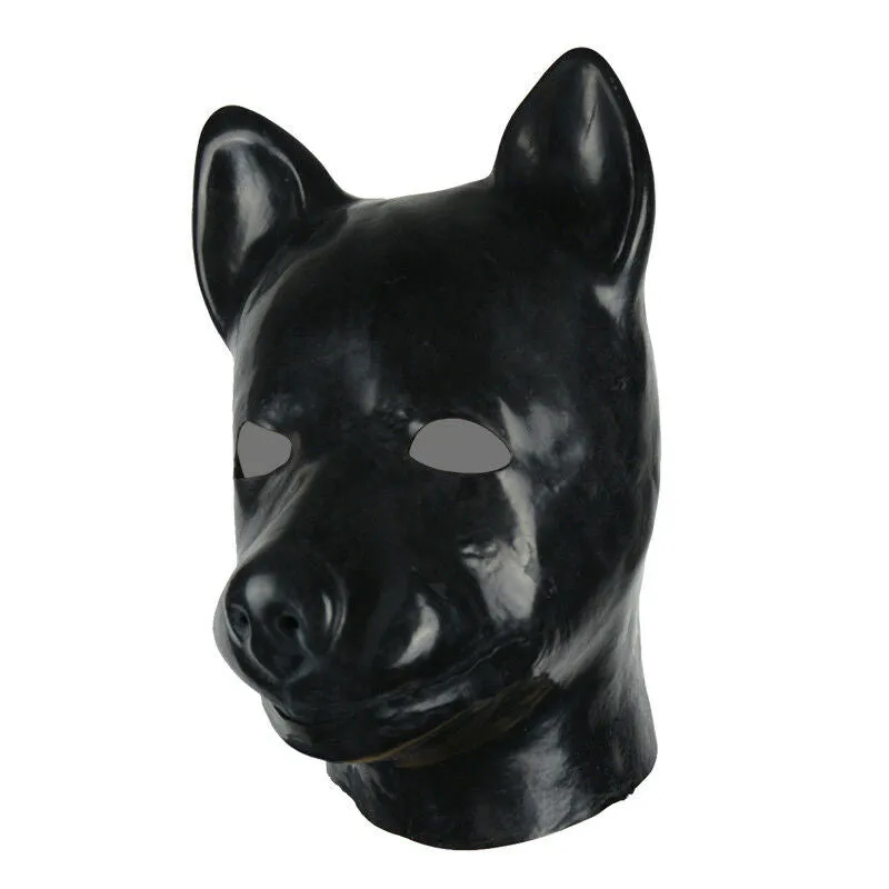 MONNIK 3D Mould Fetish Unisex Latex Dog Mask Rubber Hood with Back Zipper Dog Slave Hood for Bodysuit Cosplay