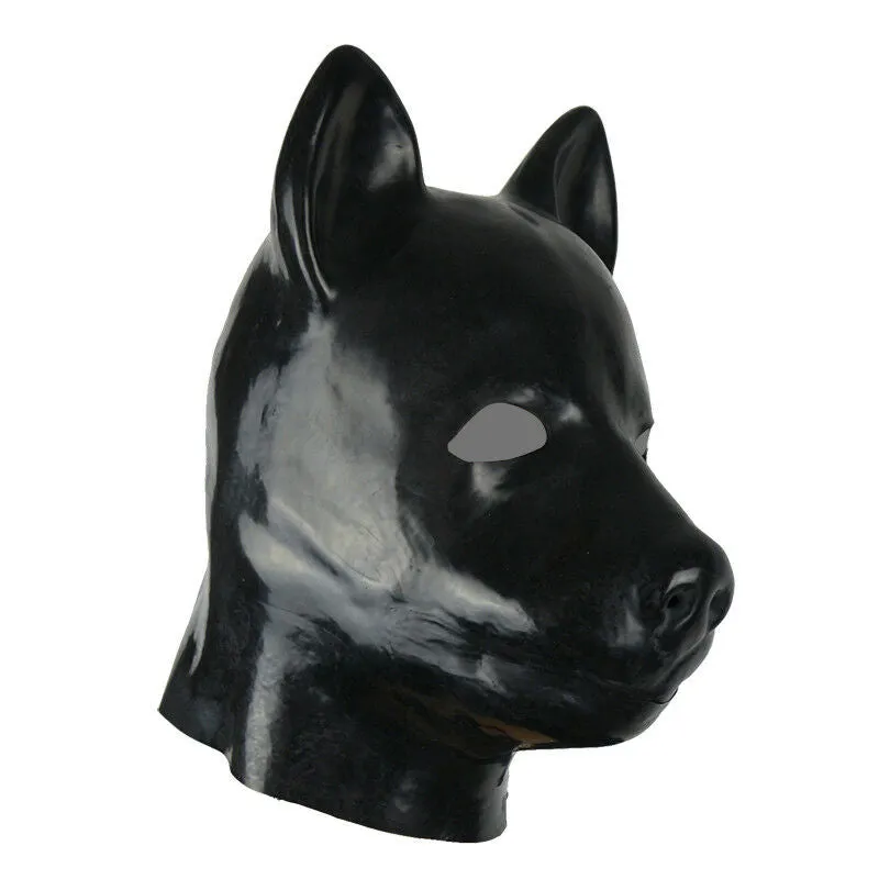 MONNIK 3D Mould Fetish Unisex Latex Dog Mask Rubber Hood with Back Zipper Dog Slave Hood for Bodysuit Cosplay