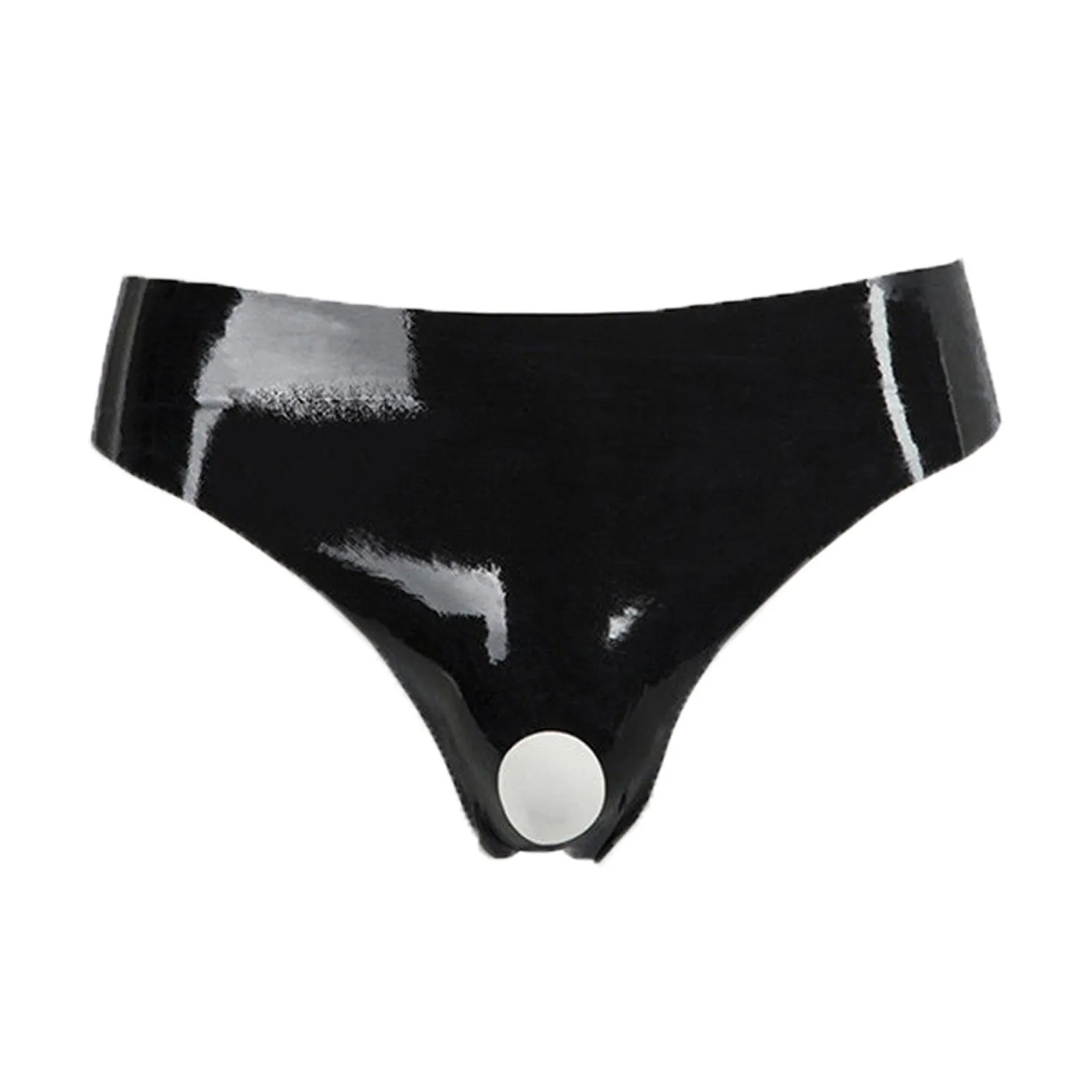 MONNIK Black Latex Briefs with Crotch Open Hole Sexy Men Tight Underwear for Party Bodysuit