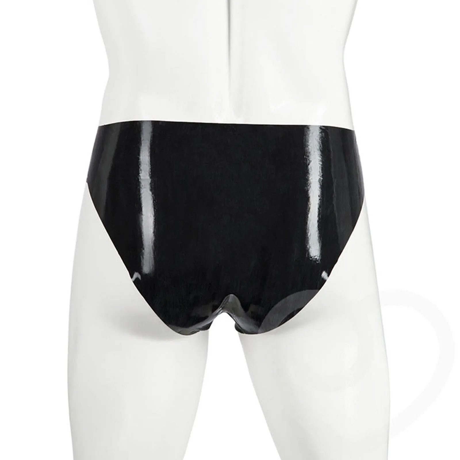 MONNIK Black Latex Briefs with Crotch Open Hole Sexy Men Tight Underwear for Party Bodysuit