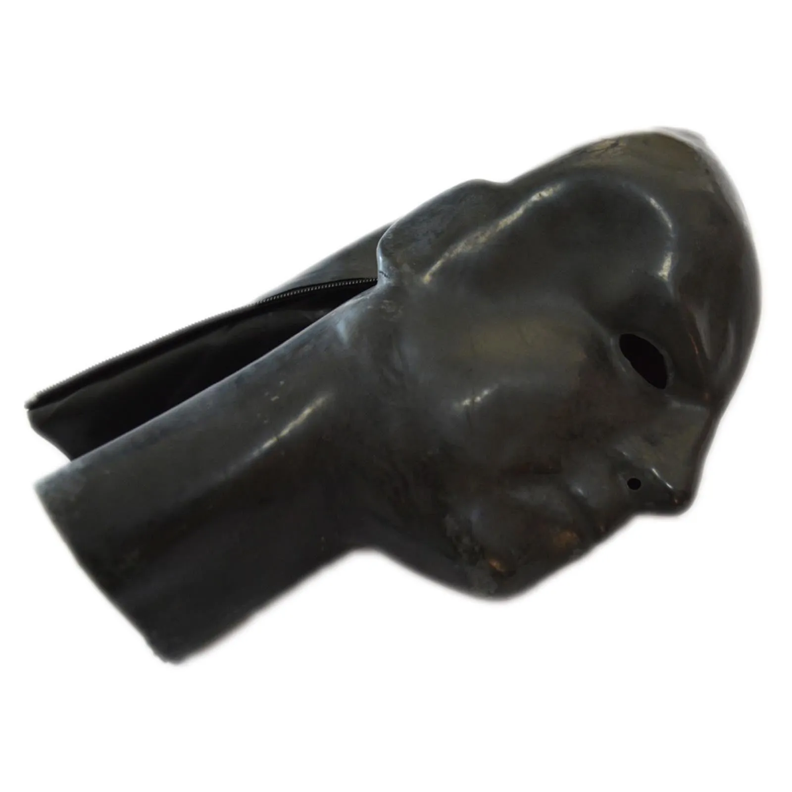 MONNIK Black Latex Hood Rubber 1.00mm Mask Long Neck Head Open Eyes for Bodysuit Cosplay Fetish