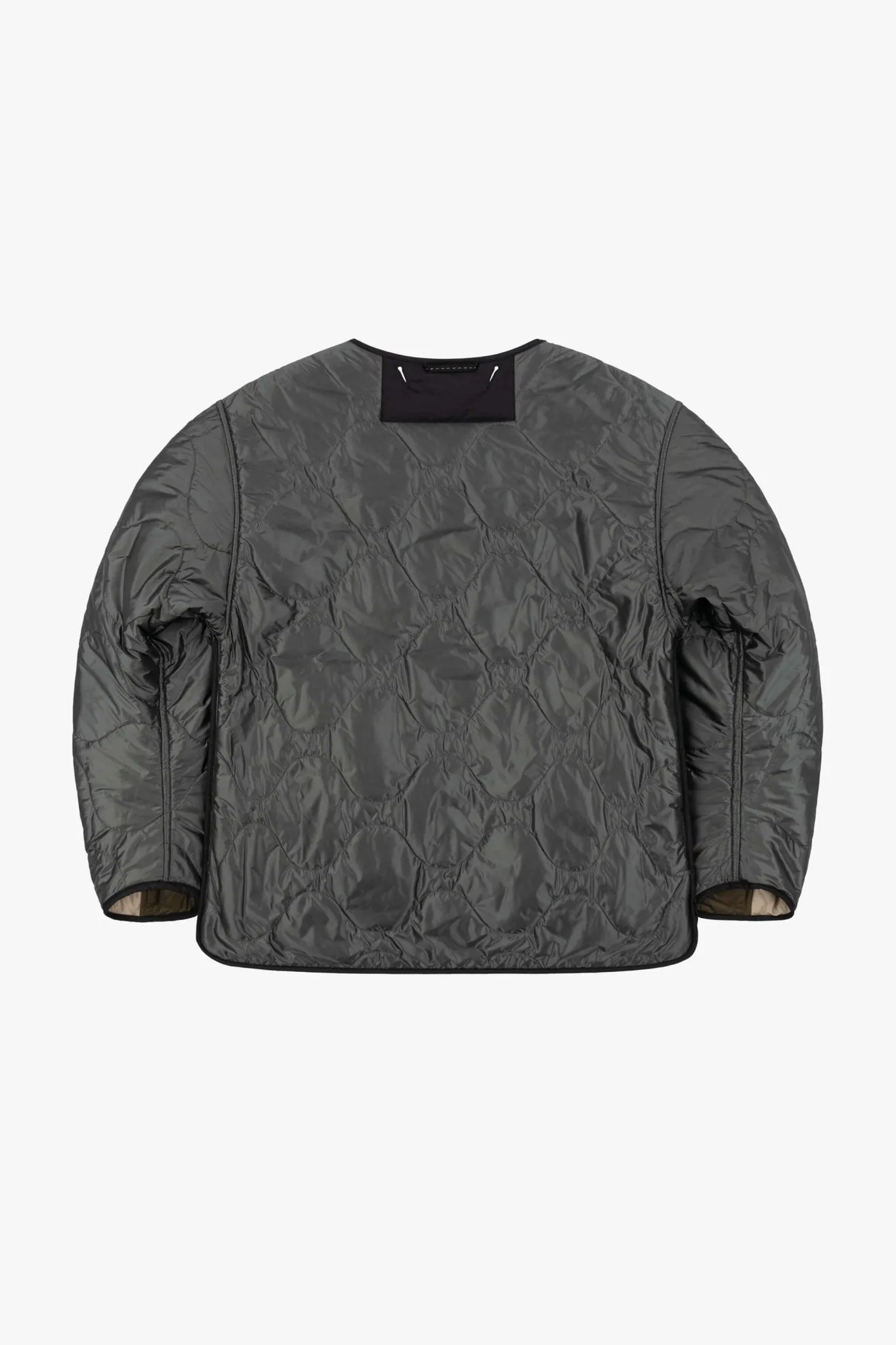 Patchwork Cropped Quilt Jacket - Dark Olive & Cobalt / Anthracite
