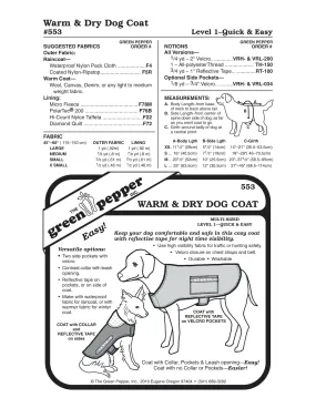 The Green Pepper - 553 - Warm and Dry Dog Coat