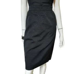 Vintage Black Skirts Emanuel Ungaro Paris Parallele Silk Corded Pencil  size 12
